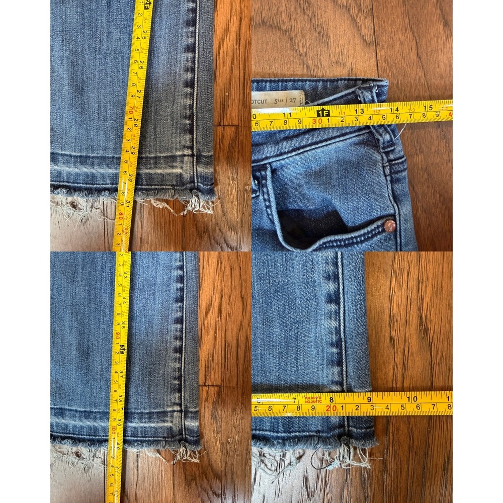 Pilcro Anthropologie‎ High Rise Bootcut Kick Flare Jeans Side Button Hem Blue 27 - Picture 9 of 9